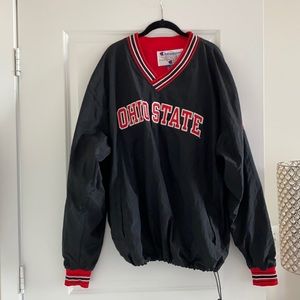 Black Ohio State Rain Resistant Crew Neck Jacket